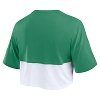 T-shirt court surdimensionné à blocs de couleurs vert/blanc pour femmes Fanatics Miami Hurricanes