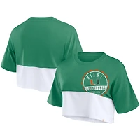 T-shirt court surdimensionné à blocs de couleurs vert/blanc pour femmes Fanatics Miami Hurricanes