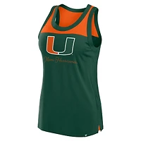 Women's Fanatics Green Miami Hurricanes Crosley Colorblock Tank Top