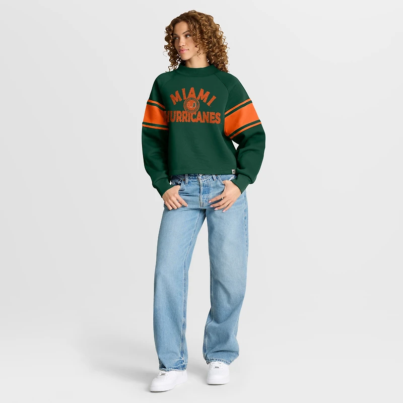 Sweat-shirt surdimensionné vert Fanatics pour femme, motif Hometown Premium Punt Covering Raglan, Miami Hurricanes