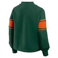 Women's Fanatics Green Miami Hurricanes Oversized Hometown Premium Punt Coverage Raglan Pullover Sweatshirt