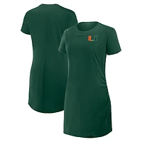 Robe t-shirt drapée froncée verte Fanatics pour femme des Miami Hurricanes