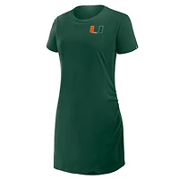 Robe t-shirt drapée froncée verte Fanatics pour femme des Miami Hurricanes