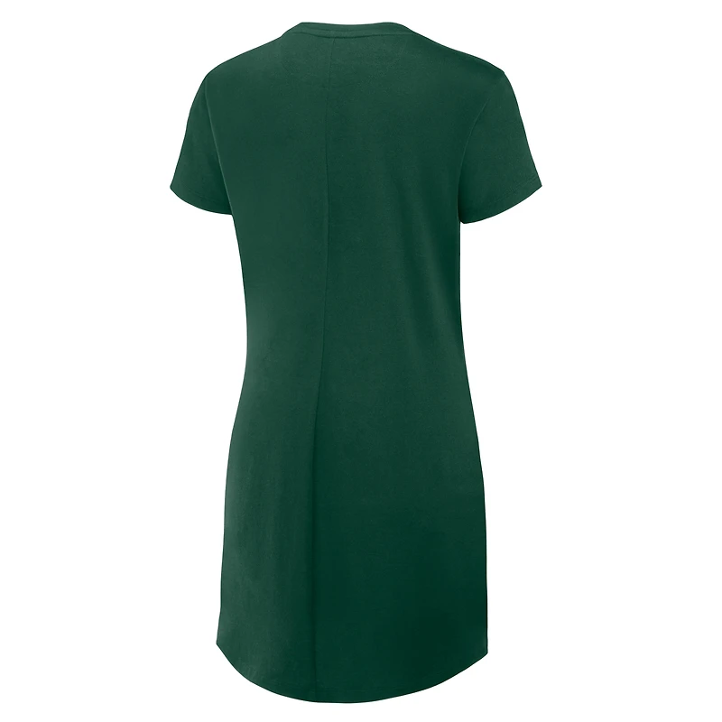 Women's Fanatics Green Miami Hurricanes Ruched Drape T-Shirt Dress