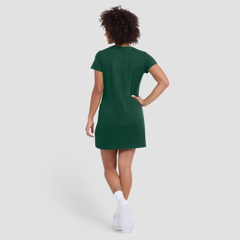 Women's Fanatics Green Miami Hurricanes Ruched Drape T-Shirt Dress