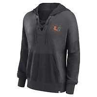 Sweat à capuche lacets Fanatics Heather Charcoal Miami Hurricanes Campus pour femmes