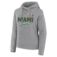 Women's Fanatics Heather Gray Miami Hurricanes Script Favorite Pullover Hoodie