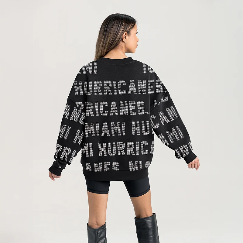 Women's Gameday Couture  Black Miami Hurricanes Hype Era Sweatshirt
