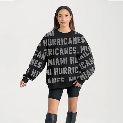 Women's Gameday Couture  Black Miami Hurricanes Hype Era Sweatshirt
