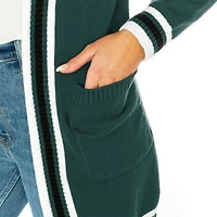 Women's Gameday Couture  Dark Green Miami Hurricanes Tri-Blend Rounded Stripe Cardigan