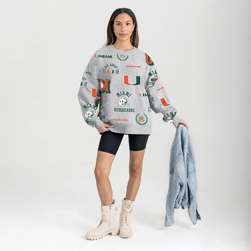 Women's Gameday Couture Gray Miami Hurricanes Always on Repeat Fleece Sweatshirt