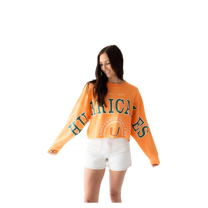 Women's Gameday Social Orange Miami Hurricanes Phipps Cropped Sweatshirt