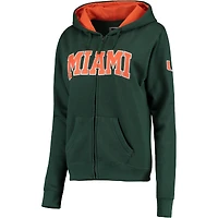 Sweat à capuche vert avec nom arqué Miami Hurricanes pour femme