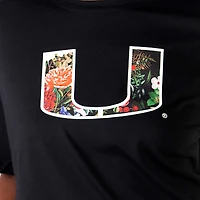 Women's Lusso  Black Miami Hurricanes Floral Crop Top