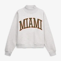 Women's Pressbox Ash Miami Hurricanes Oversized Nelson Mock Neck Sweatshirt