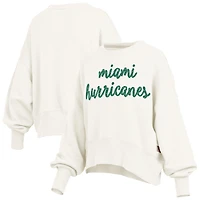 Sweat-shirt oversize à manches longues pour femme, couleur crème, style Chelsea, Miami Hurricanes