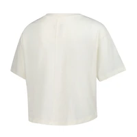 Women's Pressbox Cream Miami Hurricanes Tri-Blend Bishop Knobi Crop T-Shirt