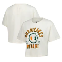 Women's Pressbox Cream Miami Hurricanes Tri-Blend Bishop Knobi Crop T-Shirt