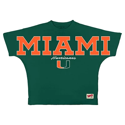 T-shirt oversize en flanelle verte Pressbox Miami Hurricanes pour femmes