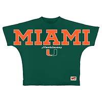 T-shirt oversize en flanelle verte Pressbox Miami Hurricanes pour femmes