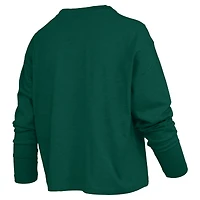 Women's Pressbox Green Miami Hurricanes Motley Boxy Waist-Length Long Sleeve T-Shirt