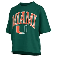 Women's Pressbox Miami Hurricanes Nelson Arch Over Logo Waist Length Oversized Slub T-Shirt