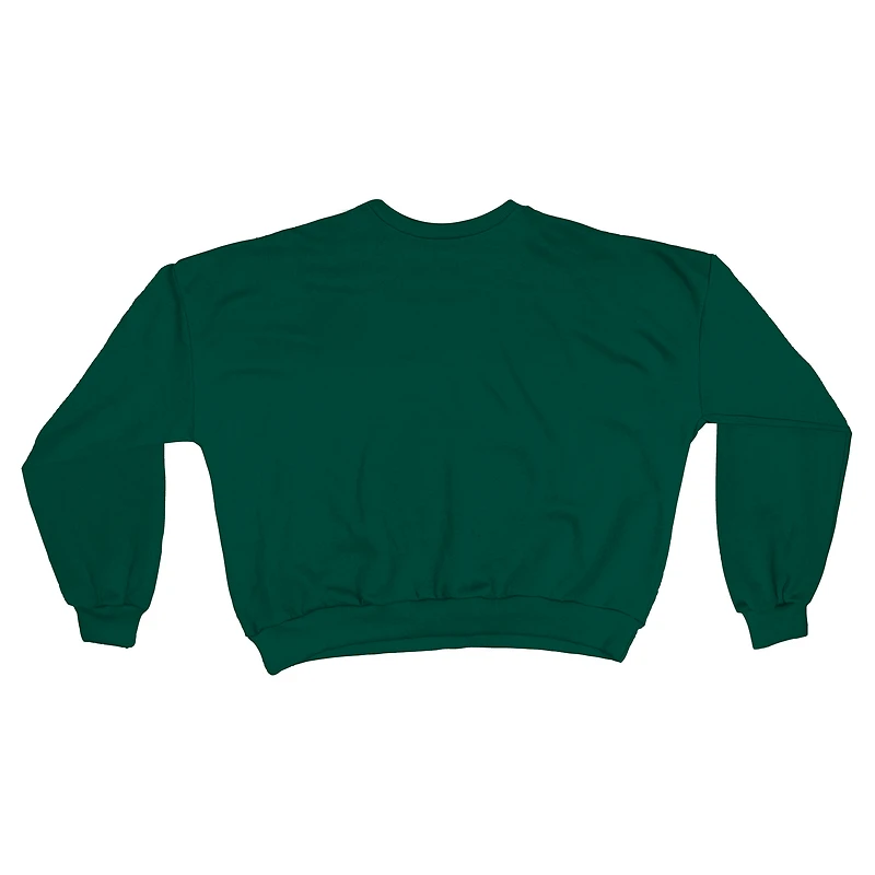 Women's Pressbox Green Miami Hurricanes Oversized Janice Waist-Length Sweatshirt