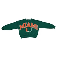 Sweat-shirt surdimensionné Janice vert pour femme, coupe droite, imprimé Miami Hurricanes
