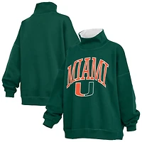 Women's Pressbox  Green Miami Hurricanes Oversized Mock Neck Sweatshirt
