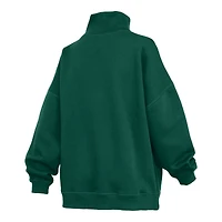 Women's Pressbox  Green Miami Hurricanes Oversized Mock Neck Sweatshirt