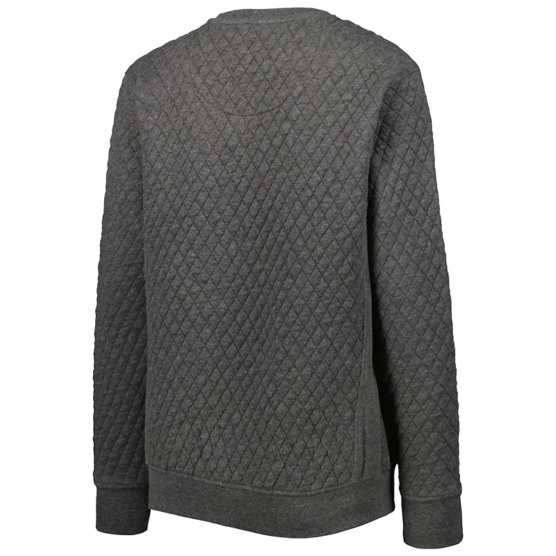 Women's Pressbox Heather Charcoal Miami Hurricanes Moose Quilted Pullover Sweatshirt