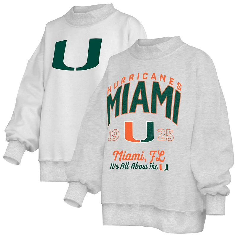 Sweat-shirt réversible Pressbox gris chiné pour femmes, Miami Hurricanes