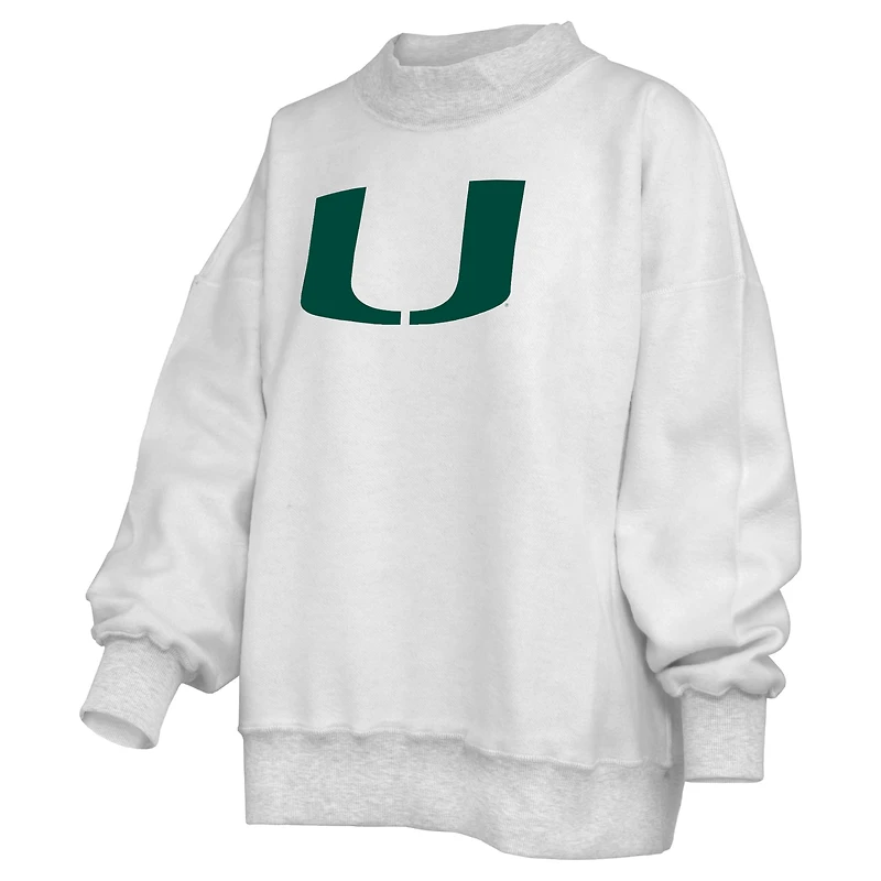Sweat-shirt réversible Pressbox gris chiné pour femmes, Miami Hurricanes