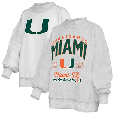 Sweat-shirt réversible Pressbox gris chiné pour femmes, Miami Hurricanes