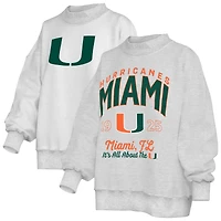 Sweat-shirt réversible Pressbox gris chiné pour femmes, Miami Hurricanes