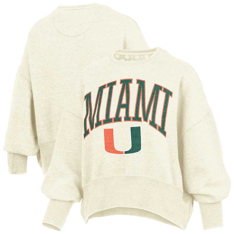 Sweat-shirt ras du cou surdimensionné pour femme, coupe naturelle, motif Miami Hurricanes