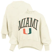 Sweat-shirt ras du cou surdimensionné pour femme, coupe naturelle, motif Miami Hurricanes