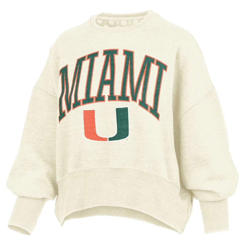 Sweat-shirt ras du cou surdimensionné pour femme, coupe naturelle, motif Miami Hurricanes