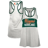 Women's Pressbox White/Green Miami Hurricanes Tracy Racerback Burnout Tank Top