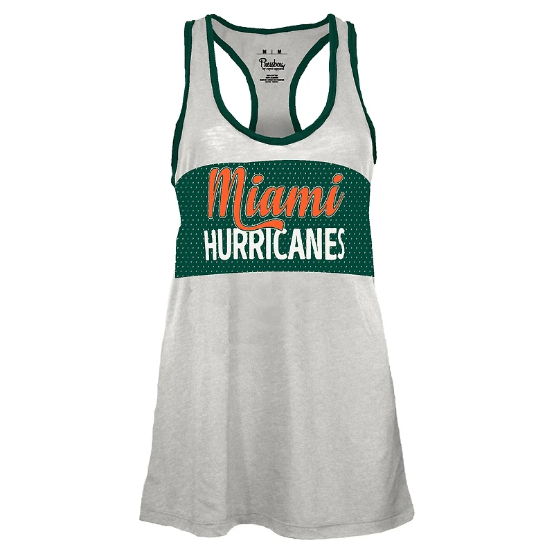 Women's Pressbox White/Green Miami Hurricanes Tracy Racerback Burnout Tank Top