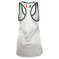 Women's Pressbox White/Green Miami Hurricanes Tracy Racerback Burnout Tank Top