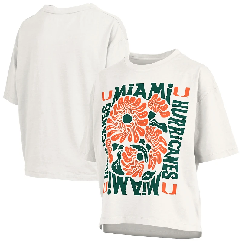 T-shirt oversize en jersey flammé blanc Pressbox Miami Hurricanes Elena pour femme