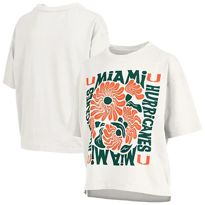 T-shirt oversize en jersey flammé blanc Pressbox Miami Hurricanes Elena pour femme