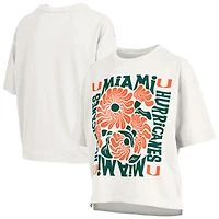 T-shirt oversize en jersey flammé blanc Pressbox Miami Hurricanes Elena pour femme