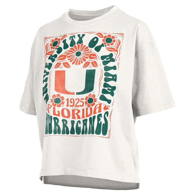 Women's Pressbox White Miami Hurricanes Harmony Oversized Slub T-Shirt