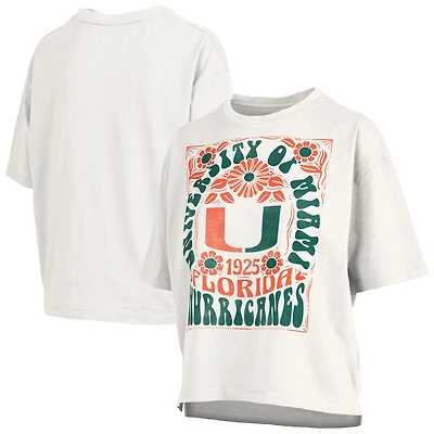 Women's Pressbox White Miami Hurricanes Harmony Oversized Slub T-Shirt