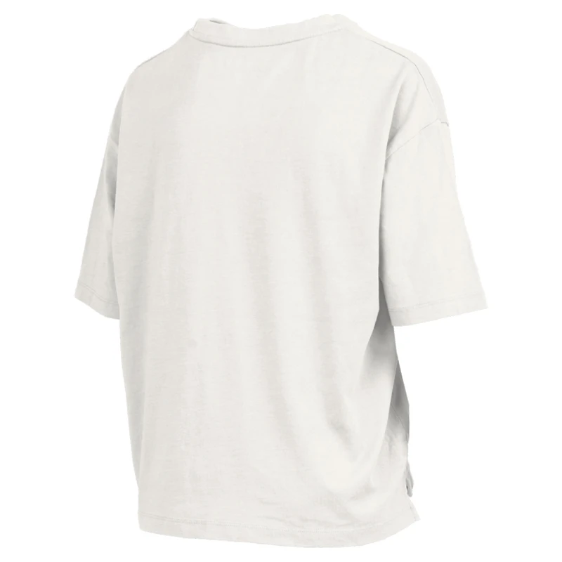 Women's Pressbox White Miami Hurricanes Nelson Arch Over Logo Waist Length Oversized Slub T-Shirt