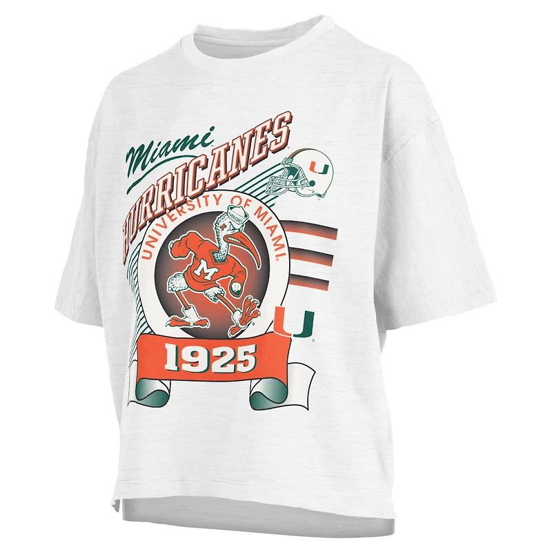 T-shirt blanc Pressbox Miami Hurricanes Rock & Roll Slub pour femmes