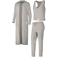 Ensemble débardeur court en tricot pelucheux, pantalon de jogging et cardigan long trois pièces pour femmes des Hurricanes Miami