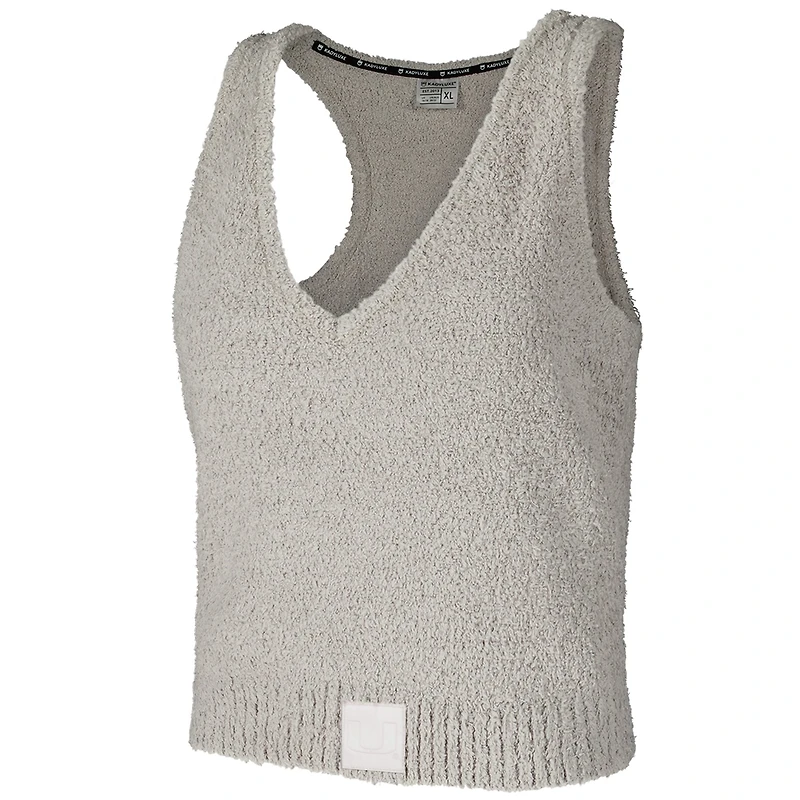 Ensemble débardeur court en tricot pelucheux, pantalon de jogging et cardigan long trois pièces pour femmes des Hurricanes Miami